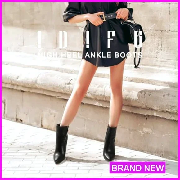 Ankle Boots High Heel Pointed Toe Stiletto Booties Side Zipper Chic Elegant